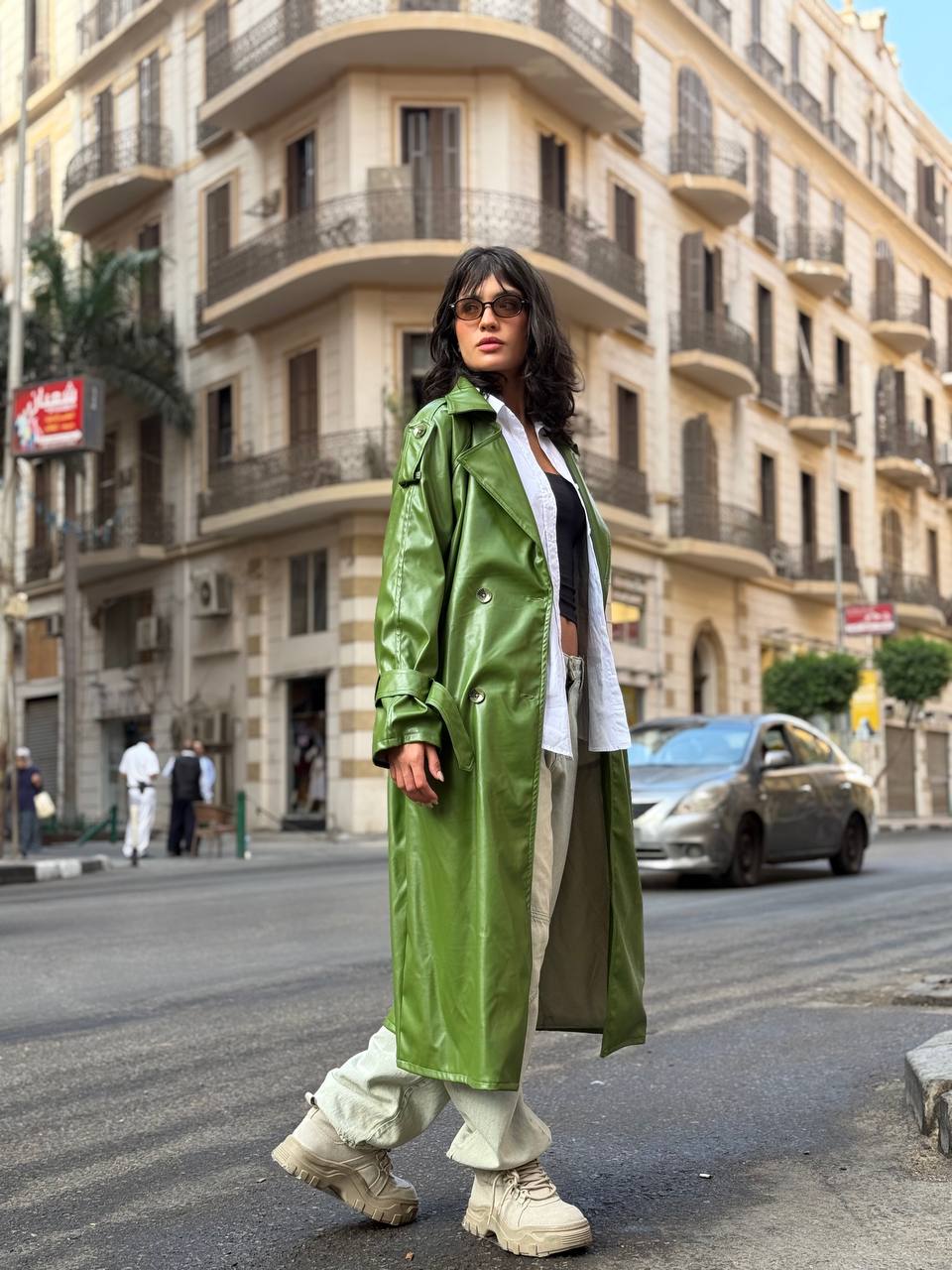 Olive Leather Coat