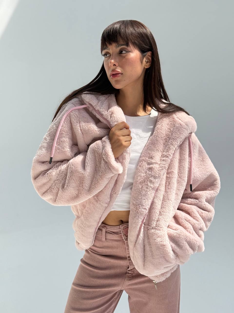 Zipper fur jacket